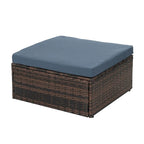 Ensemble de 5 meubles en osier avec table basse en verre trempé