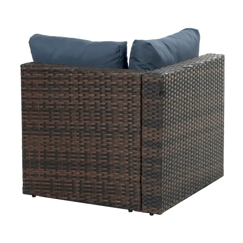 Ensemble de 5 meubles en osier avec table basse en verre trempé