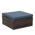 Ensemble de 5 meubles en osier avec table basse en verre trempé