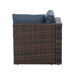 Ensemble de 5 meubles en osier avec table basse en verre trempé