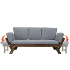 Canapé-lit d'extérieur en bois réglable avec coussins