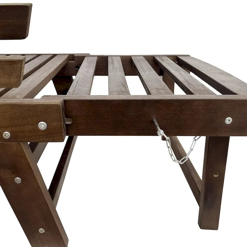 Canapé-lit d'extérieur en bois réglable avec coussins