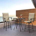 Yaheetech Patio Bistro Table with Tempered Glass, Iron Frame