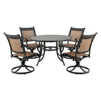Ensemble de salle à manger d'extérieur en aluminium 5 pièces avec table ronde