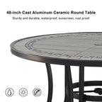 Ensemble de salle à manger d'extérieur en aluminium 5 pièces avec table ronde