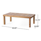 Ensemble canapé deux places et table basse en bois de teck et d'acacia avec coussins crème