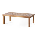 Ensemble canapé deux places et table basse en bois de teck et d'acacia avec coussins crème