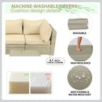 Ensemble de canapé d'angle d'extérieur 5 pièces en résine tressée PE tressée à la main avec coussins et table basse