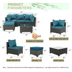 Ensemble de canapé d'angle d'extérieur 5 pièces en résine tressée PE tressée à la main avec coussins et table basse