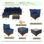 Ensemble de canapé d'angle d'extérieur 5 pièces en résine tressée PE tressée à la main avec coussins et table basse