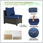 Ensemble de canapé d'angle d'extérieur 5 pièces en résine tressée PE tressée à la main avec coussins et table basse