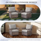 Canapé 3 places pivotant de patio, table basse et pouf - Marron