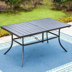 Ensemble de salle à manger d'extérieur MAISON ARTS 7 pièces, comprenant 6 chaises pivotantes avec coussin et 1 table en métal avec trou pour parasol de 6,6 cm.