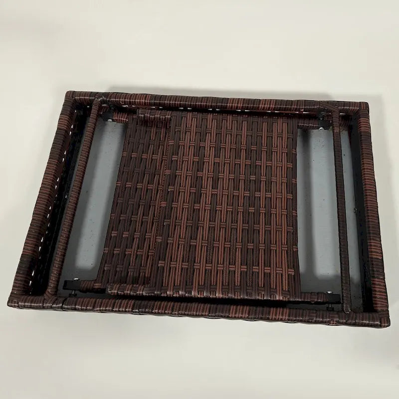 Table d'appoint pliante en rotin, table basse d'extérieur en rotin PE tressé à la main, idéale pour balcon, jardin, pelouse ou cour.