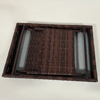 Table d'appoint pliante en rotin, table basse d'extérieur en rotin PE tressé à la main, idéale pour balcon, jardin, pelouse ou cour.