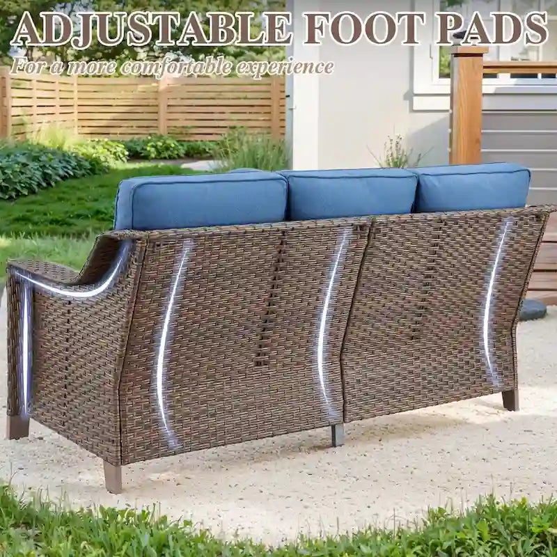 Ensemble de conversation avec fauteuil à bascule pivotant d'extérieur - Marron