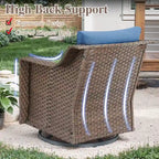 Ensemble de conversation avec fauteuil à bascule pivotant d'extérieur - Marron
