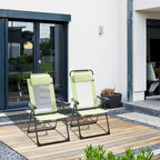 Ensemble de 2 chaises de jardin pliantes, chaise de terrasse extérieure avec dossier inclinable, chaise de camping avec appui-tête amovible pour jardin