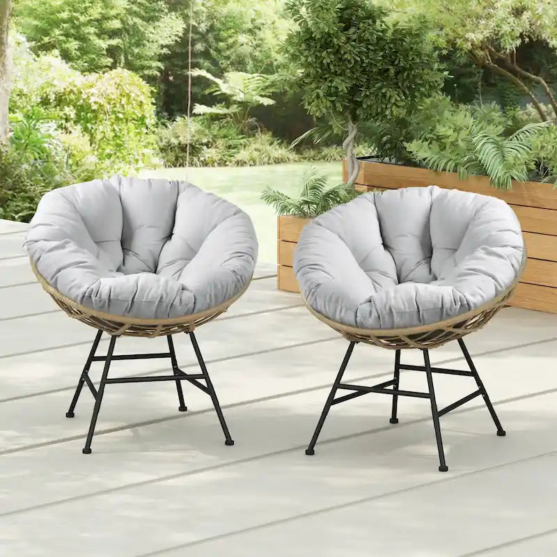 Fauteuil de jardin en osier Kauai Palos avec coussin (lot de 2) par Christopher Knight Home