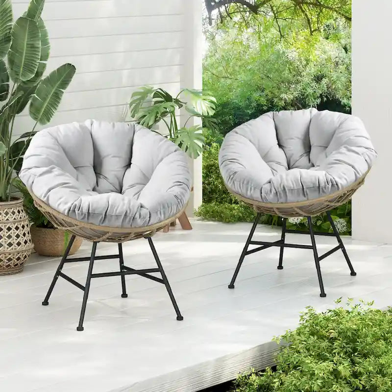 Fauteuil de jardin en osier Kauai Palos avec coussin (lot de 2) par Christopher Knight Home
