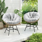 Fauteuil de jardin en osier Kauai Palos avec coussin (lot de 2) par Christopher Knight Home