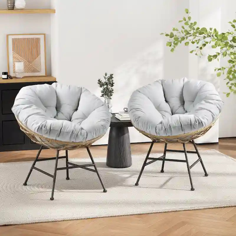 Fauteuil de jardin en osier Kauai Palos avec coussin (lot de 2) par Christopher Knight Home