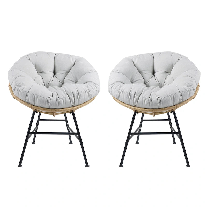 Fauteuil de jardin en osier Kauai Palos avec coussin (lot de 2) par Christopher Knight Home