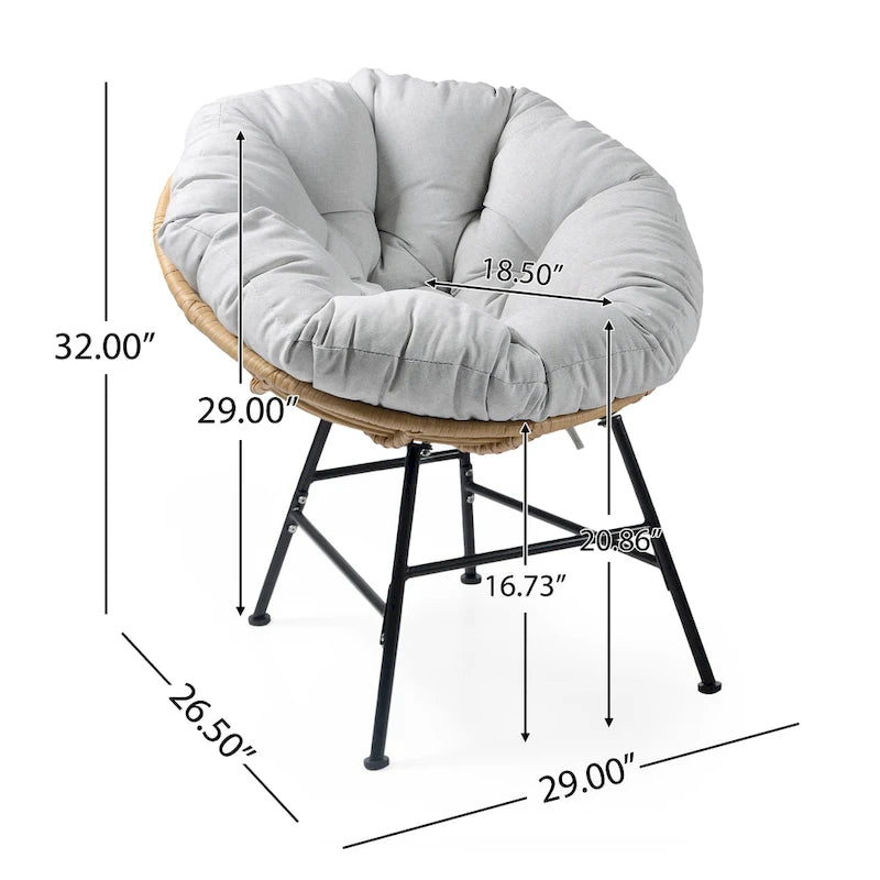Fauteuil de jardin en osier Kauai Palos avec coussin (lot de 2) par Christopher Knight Home