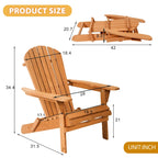 Chaise Adirondack pliable Wesley en bois massif naturel avec assise à lattes