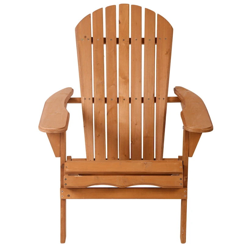 Chaise Adirondack pliable Wesley en bois massif naturel avec assise à lattes