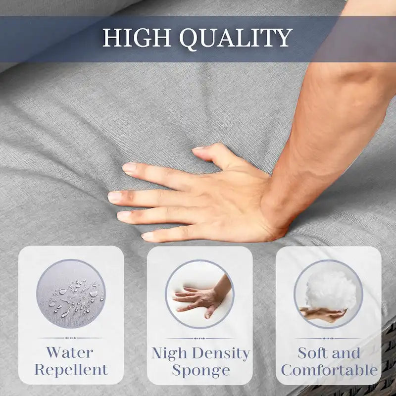 Ensemble canapé d'extérieur et fauteuil pivotant en rotin à dossier haut - Marron