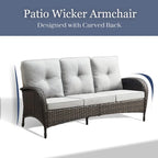 Ensemble canapé d'extérieur et fauteuil pivotant en rotin à dossier haut - Marron