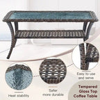 Ensemble canapé d'extérieur et fauteuil pivotant en rotin à dossier haut - Marron