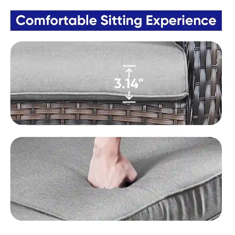 Ensemble canapé d'extérieur et fauteuil pivotant en rotin à dossier haut - Marron