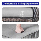 Ensemble canapé d'extérieur et fauteuil pivotant en rotin à dossier haut - Marron