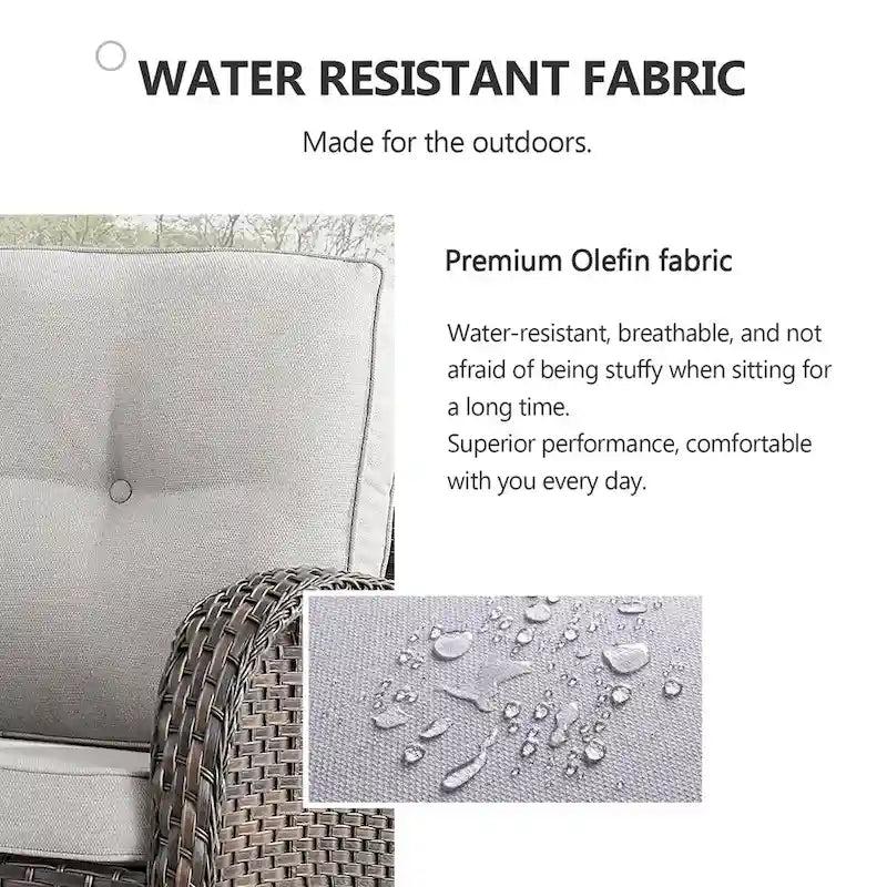 Ensemble canapé d'extérieur et fauteuil pivotant en rotin à dossier haut - Marron