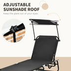 Ensemble de 2 chaises longues pliantes d'extérieur pour piscine et bronzage, avec auvent, dossier inclinable, structure en acier et poche latérale.