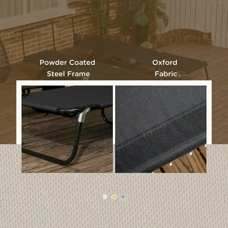 Ensemble de 2 chaises longues pliantes d'extérieur pour piscine et bronzage, avec auvent, dossier inclinable, structure en acier et poche latérale.