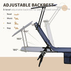 Ensemble de 2 chaises longues pliantes d'extérieur pour piscine et bronzage, avec auvent, dossier inclinable, structure en acier et poche latérale.