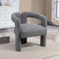 Chaise de salle à manger moderne en tissu Teddy, dossier ouvert, fauteuil de cuisine moderne pour salle à manger (GRIS)