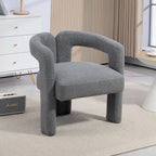 Chaise de salle à manger moderne en tissu Teddy, dossier ouvert, fauteuil de cuisine moderne pour salle à manger (GRIS)