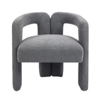 Chaise de salle à manger moderne en tissu Teddy, dossier ouvert, fauteuil de cuisine moderne pour salle à manger (GRIS)