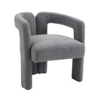 Chaise de salle à manger moderne en tissu Teddy, dossier ouvert, fauteuil de cuisine moderne pour salle à manger (GRIS)