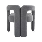 Chaise de salle à manger moderne en tissu Teddy, dossier ouvert, fauteuil de cuisine moderne pour salle à manger (GRIS)