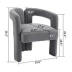 Chaise de salle à manger moderne en tissu Teddy, dossier ouvert, fauteuil de cuisine moderne pour salle à manger (GRIS)