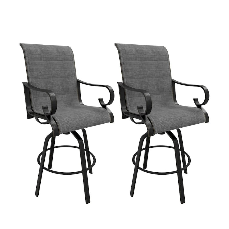 Lot de 2 tabourets de bar pivotants à 360° avec structure en aluminium et coussin
