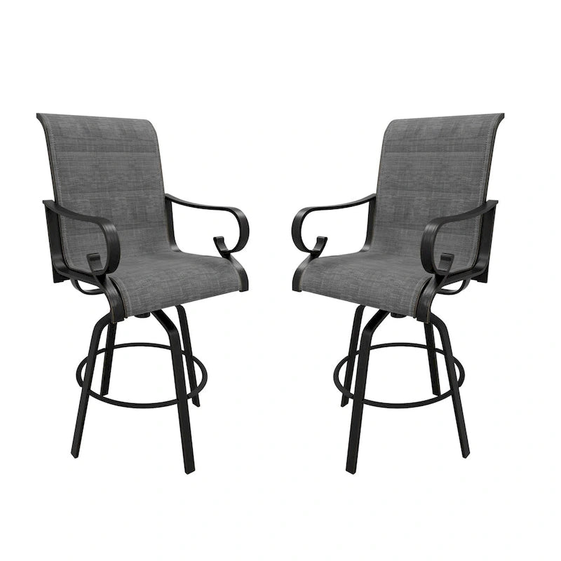 Lot de 2 tabourets de bar pivotants à 360° avec structure en aluminium et coussin