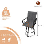 Lot de 2 tabourets de bar pivotants à 360° avec structure en aluminium et coussin