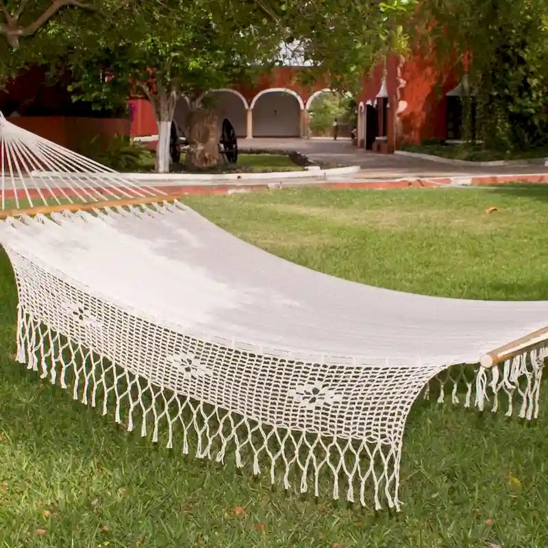 Hamac Maya Daydream en coton blanc fait main (Mexique)