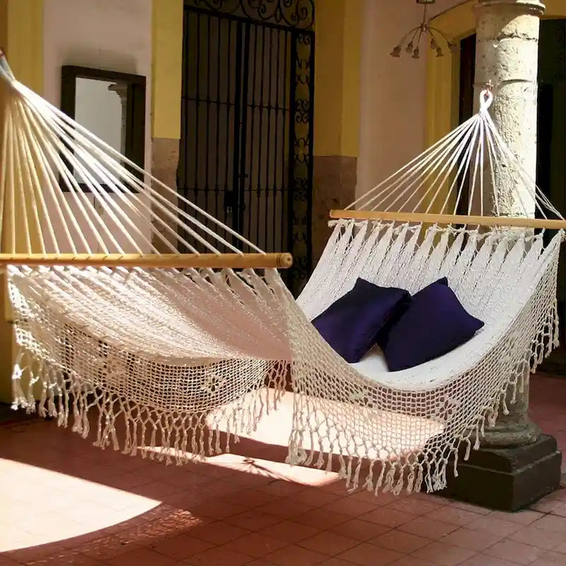 Hamac Maya Daydream en coton blanc fait main (Mexique)